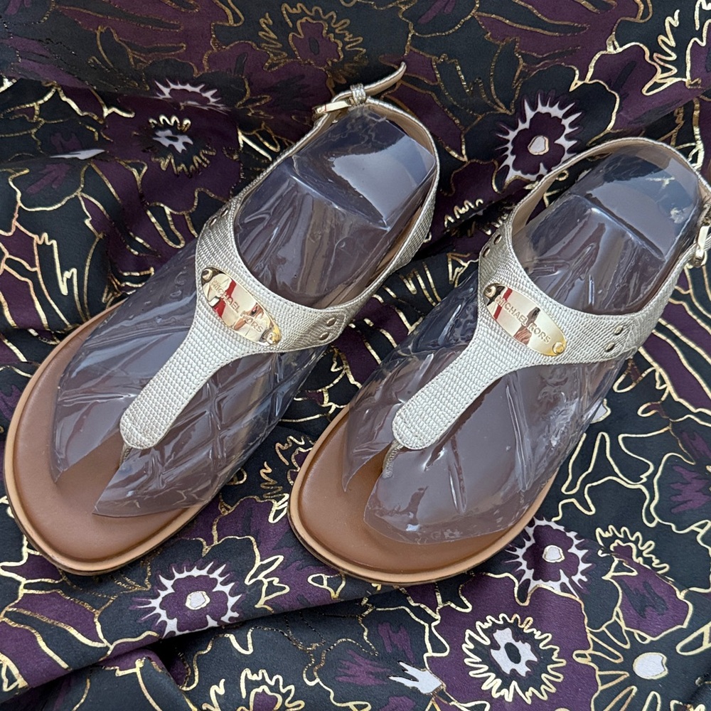 Michael Kors Gold and Brown Sandals